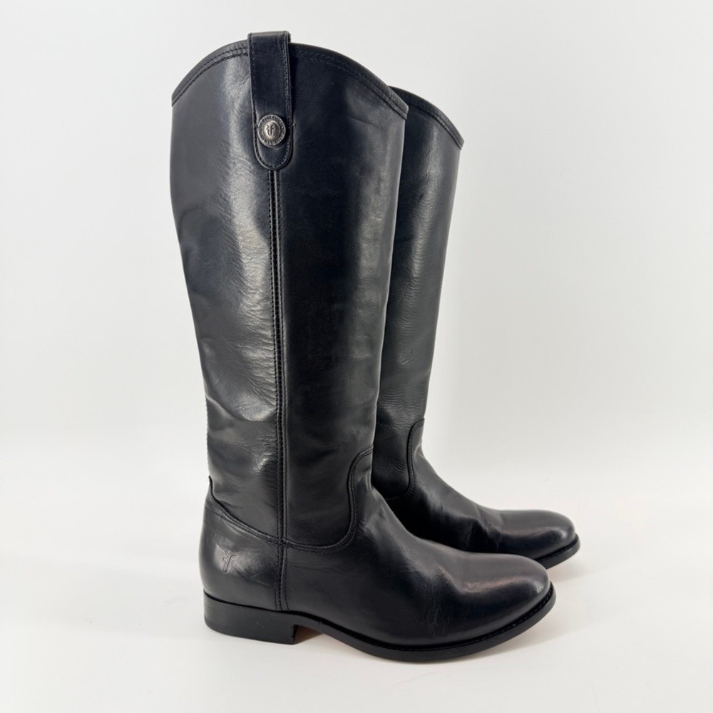 Frye Melissa Button Black Leather Tall Riding Boots Womens 8.5 B 77167 Deadstock
